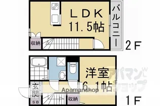 メゾントワ膳所【105号室】の間取り