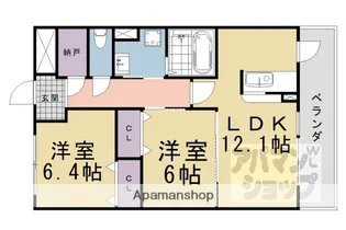 アフィニティ北大路【105号室】の間取り
