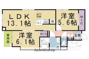 シャーメゾン祠西洞院二条【105号室】の間取り
