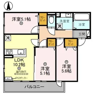 ラフィナス【301号室】の間取り
