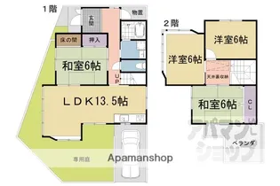 京都府京都市山科区勧修寺福岡町【一戸建】の間取り