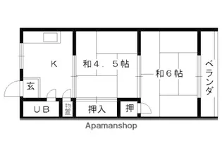 国道マンション【402号室】の間取り