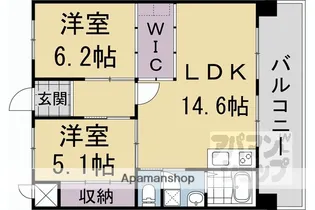 醍醐中市営住宅1棟【6階】の間取り