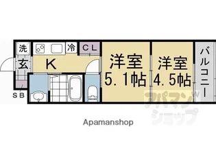 アドバンス京都リエート1【2階】の間取り