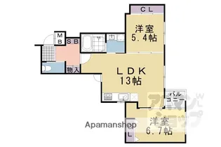 アドバンスコート四条堀川【202号室】の間取り