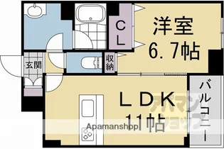 シャーメゾン三条東山【302号室】の間取り