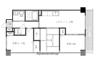 グランディール堀川【202号室】の間取り