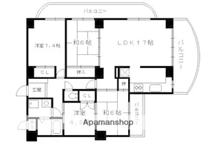 インペリアルパレスリバーサイド【204号室】の間取り