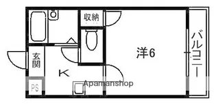 セゾン田辺【202号室】の間取り