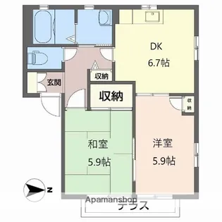 エトワール祝園A棟【1階】の間取り