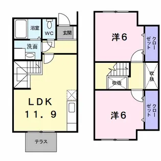 クール・ド・ペーシュ【1階】の間取り