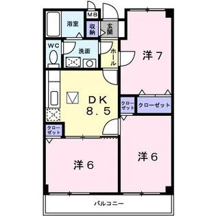 カーサ・ソレアード【2階】の間取り