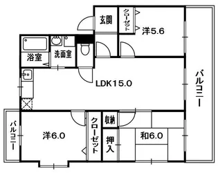 グランドハイツ中川【202号室】の間取り