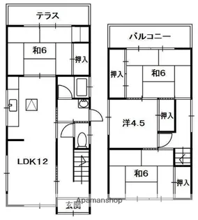 京都府京田辺市東鍵田【一戸建】の間取り