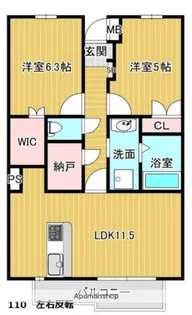 木津南パークサイドヴィレッヂ【2階】の間取り
