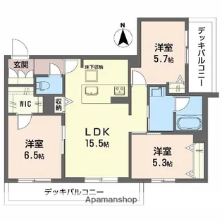 シャーメゾンM−SIX【102号室】の間取り