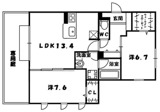 グレース三山木【101号室】の間取り