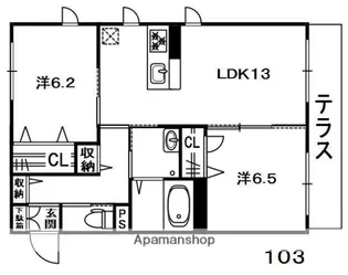 ハニーグラン【103号室】の間取り