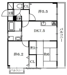 バーベナ光台E棟【202号室】の間取り