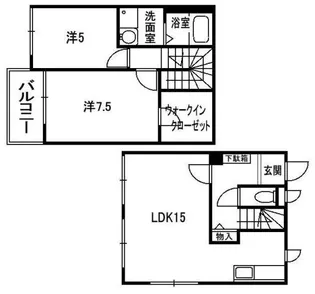 京都府木津川市兜台4丁目【テラスハウス】の間取り