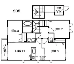 アンビエラ【205号室】の間取り