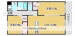 京都府京田辺市同志社山手1丁目【マンション】の間取り