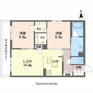 シャーメゾンM−SIX【106号室】の間取り