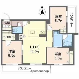 シャーメゾンM−SIX【202号室】の間取り