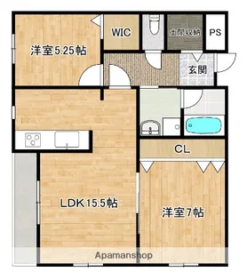 木津清水A棟新築アパート【301号室】の間取り