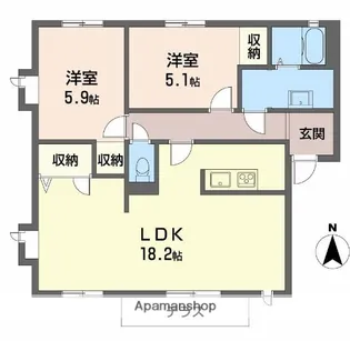 グランメール光A棟【1階】の間取り