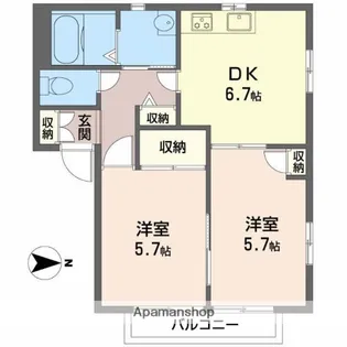 エトワール祝園A棟【2階】の間取り