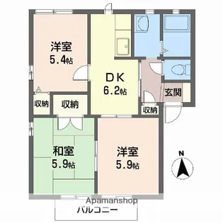 ファミール光A棟【2階】の間取り