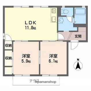 エクセレント桜ヶ丘C棟【1階】の間取り