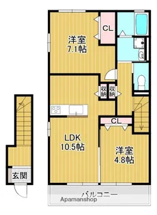 柿の木ハイム【201号室】の間取り