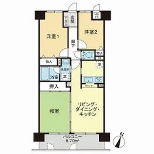ライオンズマンション宇治大久保【0406号室】の間取り