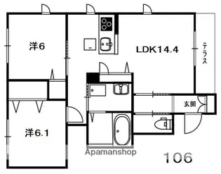 シャーメゾン宮ノ内【1階】の間取り