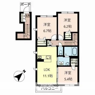 京都府相楽郡精華町大字植田小字新田【アパート】の間取り