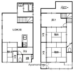 京都府京田辺市河原御影【一戸建】の間取り