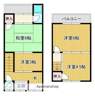 京都府城陽市枇杷庄西ノ口【テラスハウス】の間取り
