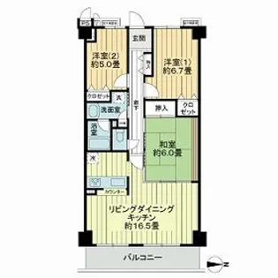 イトーピア宇治グランヒルズ【0616号室】の間取り