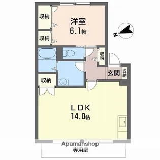 フラッツ北山【106号室】の間取り
