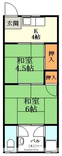 コーポ富野【10号室】の間取り