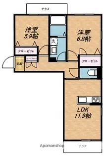 2LDKの間取り画像