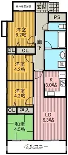 パデシオン宇治木幡【3階】の間取り