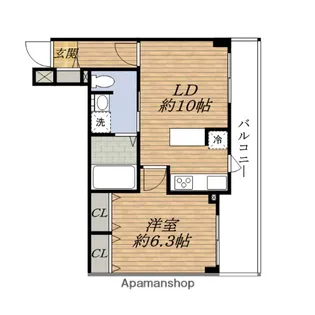 1LDKの間取り画像