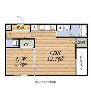 1LDKの間取り画像