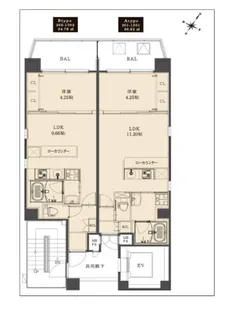 ラクラス江戸堀【8階】の間取り