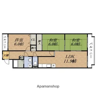 サンシャイン朝日が丘町【1階】の間取り