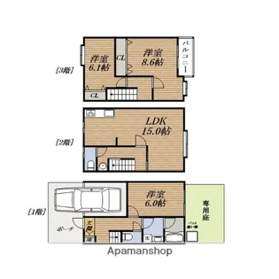 大阪府豊中市熊野町2丁目【テラスハウス】の間取り