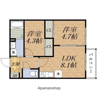 Cedar Hall Yamada Two【2階】の間取り